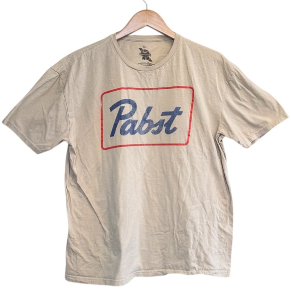 Pabst Size XL Blue Ribbon Beer Licensed Brewing Merch Beige Blue Red - Picture 1 of 4